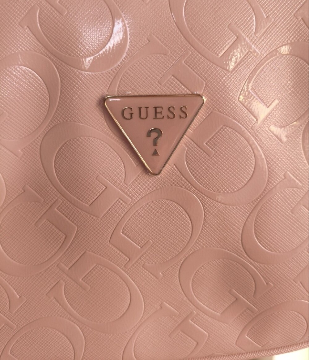 NWT 🩷 GUESS Light Pink Patent Logo Crossbody Insulated Lunch Bag - Picture 2 of 11